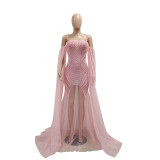 A Strapless Dress Mesh Long Dress Evening Gift