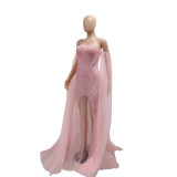 A Strapless Dress Mesh Long Dress Evening Gift