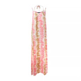 Lace Tie Dyed Long Dress with Strap Splicing