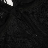 Perspective Lace Lace Up Backless Dress