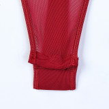 Transparent Invisible Suspender Wrapped Around Waist Belt Tight Fitting Jumpsuit