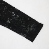 Perspective Lace Lace Up Backless Dress