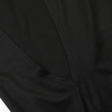 Solid Color Hot Diamond Long Sleeved High Slit Dress