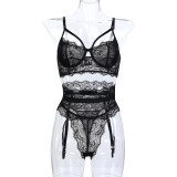 Lace Perspective Three Piece Set of Erotic Lingerie