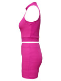 Knitted Sleeveless Zipper Casual Sports Two-piece Set