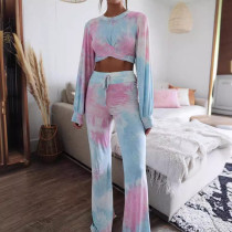 Tie Dyed Twisted Top+pants Set