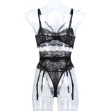 Lace Perspective Three Piece Set of Erotic Lingerie