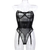 Transparent Invisible Suspender Wrapped Around Waist Belt Tight Fitting Jumpsuit