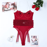 Transparent Invisible Suspender Wrapped Around Waist Belt Tight Fitting Jumpsuit