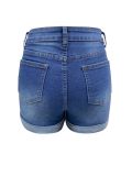 Shorts with Elastic Curled Edges and Slim Fit