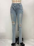 Elastic Perforated Small Leg c Pants