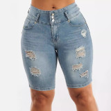 Perforated Elastic Slimming Fit with Hip Lifting Pants