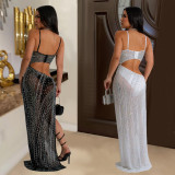 Fashionable Hot Diamond Perspective Dress