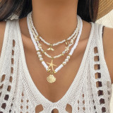 Ocean Wind Shell Turquoise Multi Layered Shell Necklace