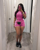 Leisure Water Washed Jumpsuit and Shorts Set