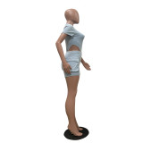 Leisure Water Washed Jumpsuit and Shorts Set