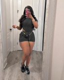 Leisure Water Washed Jumpsuit and Shorts Set
