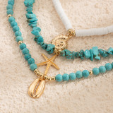 Ocean Wind Shell Turquoise Multi Layered Necklace