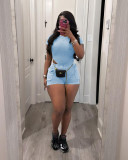 Leisure Water Washed Jumpsuit and Shorts Set