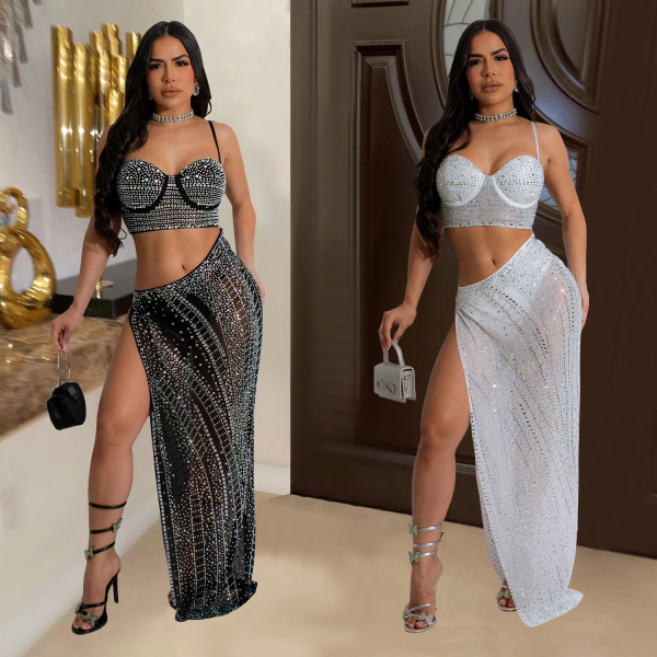 Fashionable Hot Diamond Perspective Dress