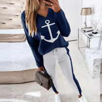 High Necked Long Sleeved Pocket Pants Casual Two-piece Set