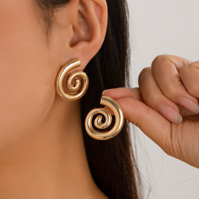Geometric Spiral Conch Earrings