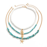 Ocean Wind Shell Turquoise Multi Layered Necklace
