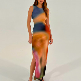 Tie Dye Printed Slit Style Dress