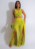 Split Vest Wide Leg Pants Two-piece Set