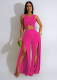 Split Vest Wide Leg Pants Two-piece Set