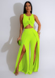 Split Vest Wide Leg Pants Two-piece Set