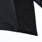 Non PU Lacquer Leather Motorcycle Style Metal Nail Hanging Neck Waist Pack Hip Skirt Set of Two