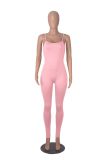 Open Back Camisole Tight Fitting Adjustable Buckle Jumpsuit
