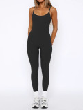 Open Back Camisole Tight Fitting Adjustable Buckle Jumpsuit