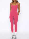 Open Back Camisole Tight Fitting Adjustable Buckle Jumpsuit