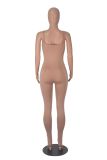 Open Back Camisole Tight Fitting Adjustable Buckle Jumpsuit