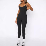 Open Back Camisole Tight Fitting Adjustable Buckle Jumpsuit