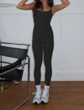 Open Back Camisole Tight Fitting Adjustable Buckle Jumpsuit