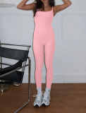 Open Back Camisole Tight Fitting Adjustable Buckle Jumpsuit