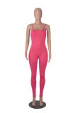 Open Back Camisole Tight Fitting Adjustable Buckle Jumpsuit