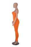 Open Back Camisole Tight Fitting Adjustable Buckle Jumpsuit