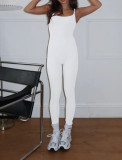 Open Back Camisole Tight Fitting Adjustable Buckle Jumpsuit