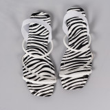 Square Headed Flat Bottomed Leopard Print Zebra Print Oversized Roman Sandals