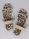 Square Headed Flat Bottomed Leopard Print Zebra Print Oversized Roman Sandals