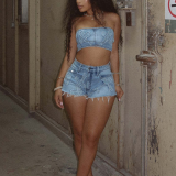 Embroidered Elastic Bra Shorts Set