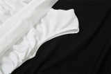 One Line Neckline Pleated High Waisted Slim Fit Wrap Hip Dress