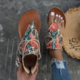 Pinch Toe Printed Flat Sandals