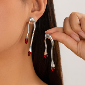 Metal Tassel Imitation Pearl Earrings