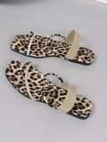 Square Headed Flat Bottomed Leopard Print Zebra Print Oversized Roman Sandals