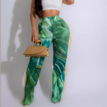 Printed Fringe Straight Leg Casual Pants
